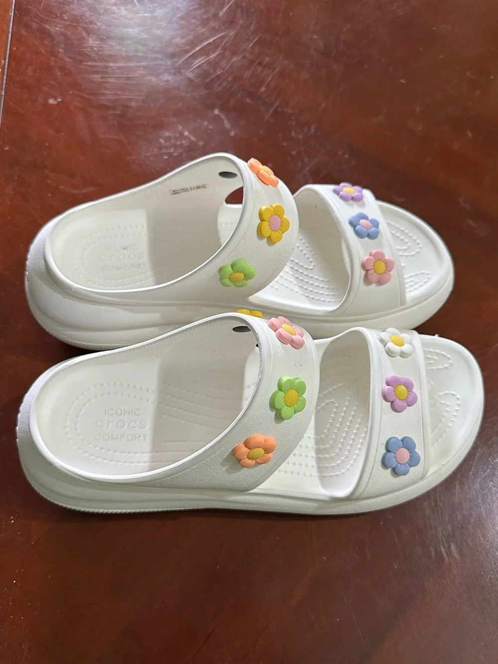 CROCS Adult Classic Crush Sandals with Pastel Flower Charms